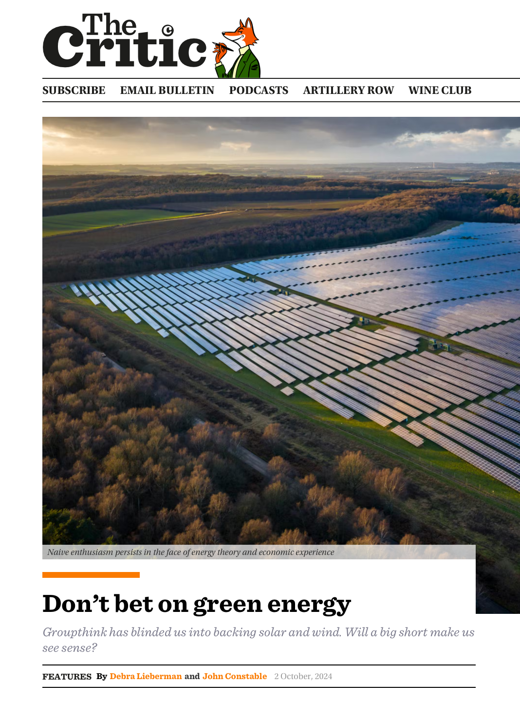 The Critic - Don't Bet On Green Energy