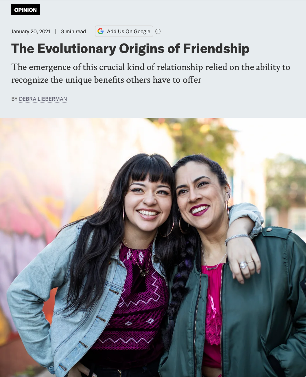 Scientific American - The Evolutionary Origins of Friendship